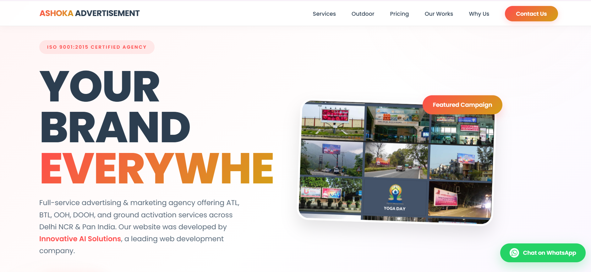 Ashoka Advertisement - digital agency website built by Innovative AI Solutions Delhi
