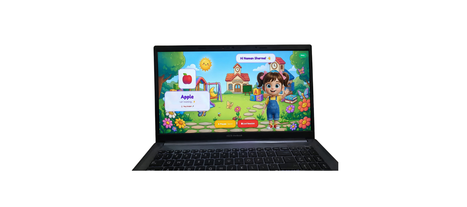 Mimi app screen - vocabulary lesson on laptop