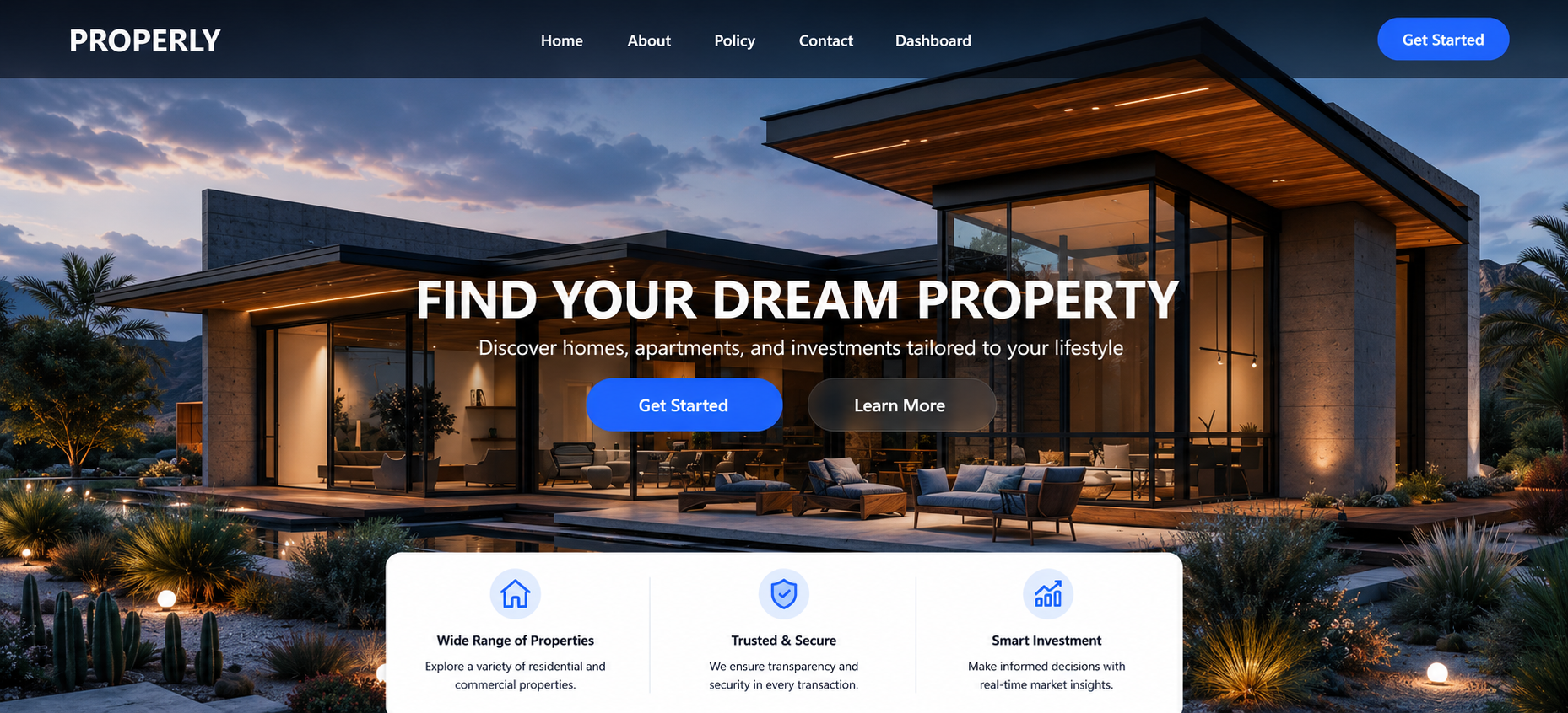 Properly property investment management platform - portfolio project