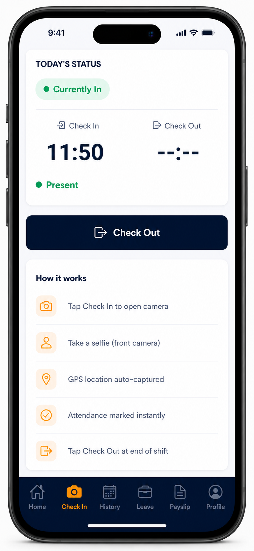 Shivlal Manpower - mobile selfie and GPS check-in app